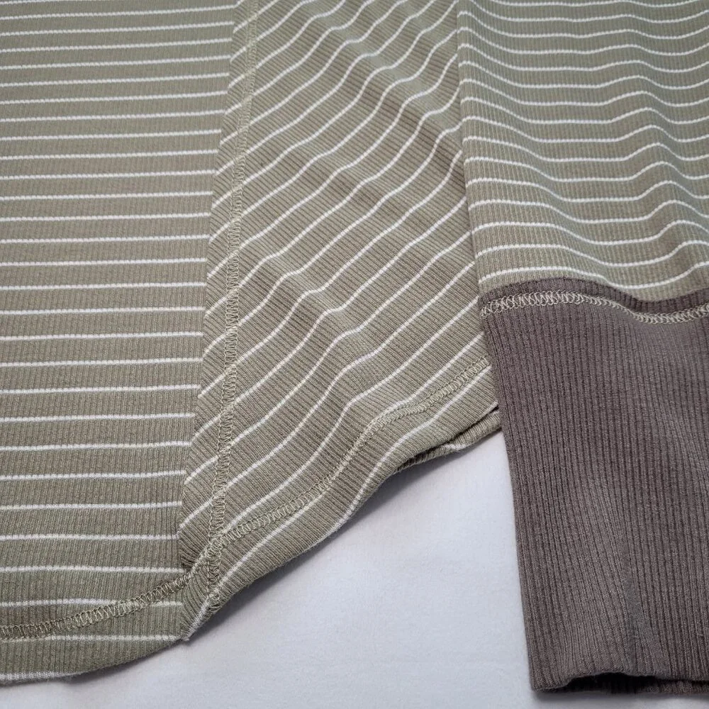 Hem & Thread Striped Ribbed Knit Top Raw Seam Long Sleeve Small Boho Gorpcore - Picture 4 of 9